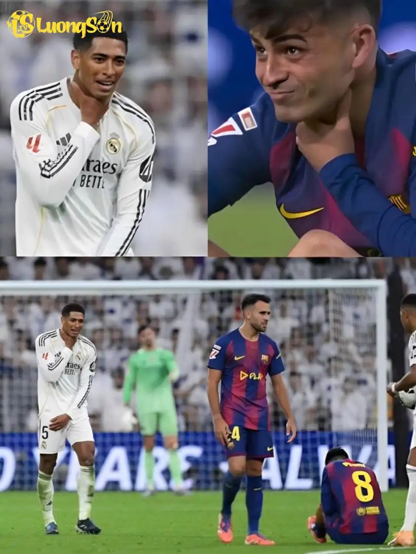 Bellingham tiếp tục trêu chọc bằng cách bắt chước hành động của đối thủ.