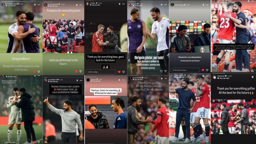 Rất nhiều cầu thủ đội 1 đã có bài đăng chia tay HLV Ruben Amorim.